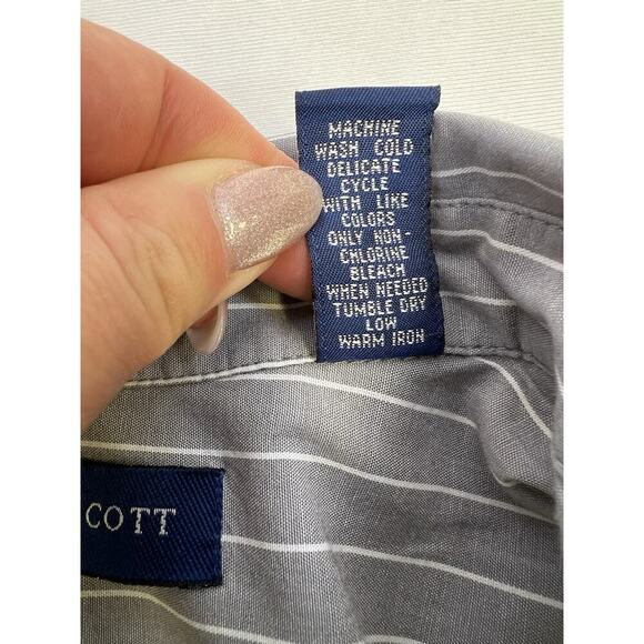 VTG Karen Scott Womens Button Up Shirt Embroidery Gardencore Stripped Gray Sz S - Picture 14 of 14